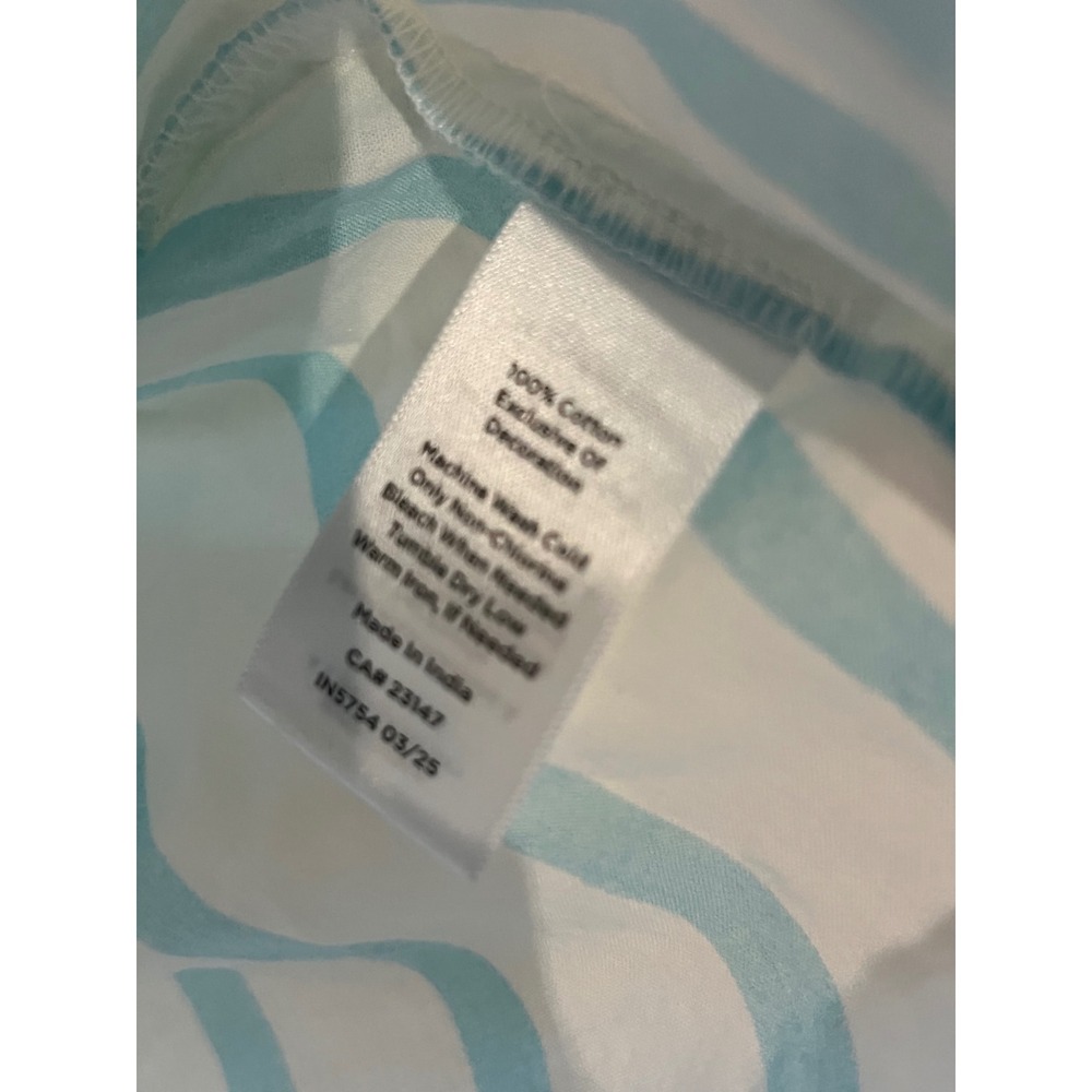 Talbots Petite Large Cotton Boho‎ Vacation Resort Blouse Blue White Striped - Picture 7 of 7